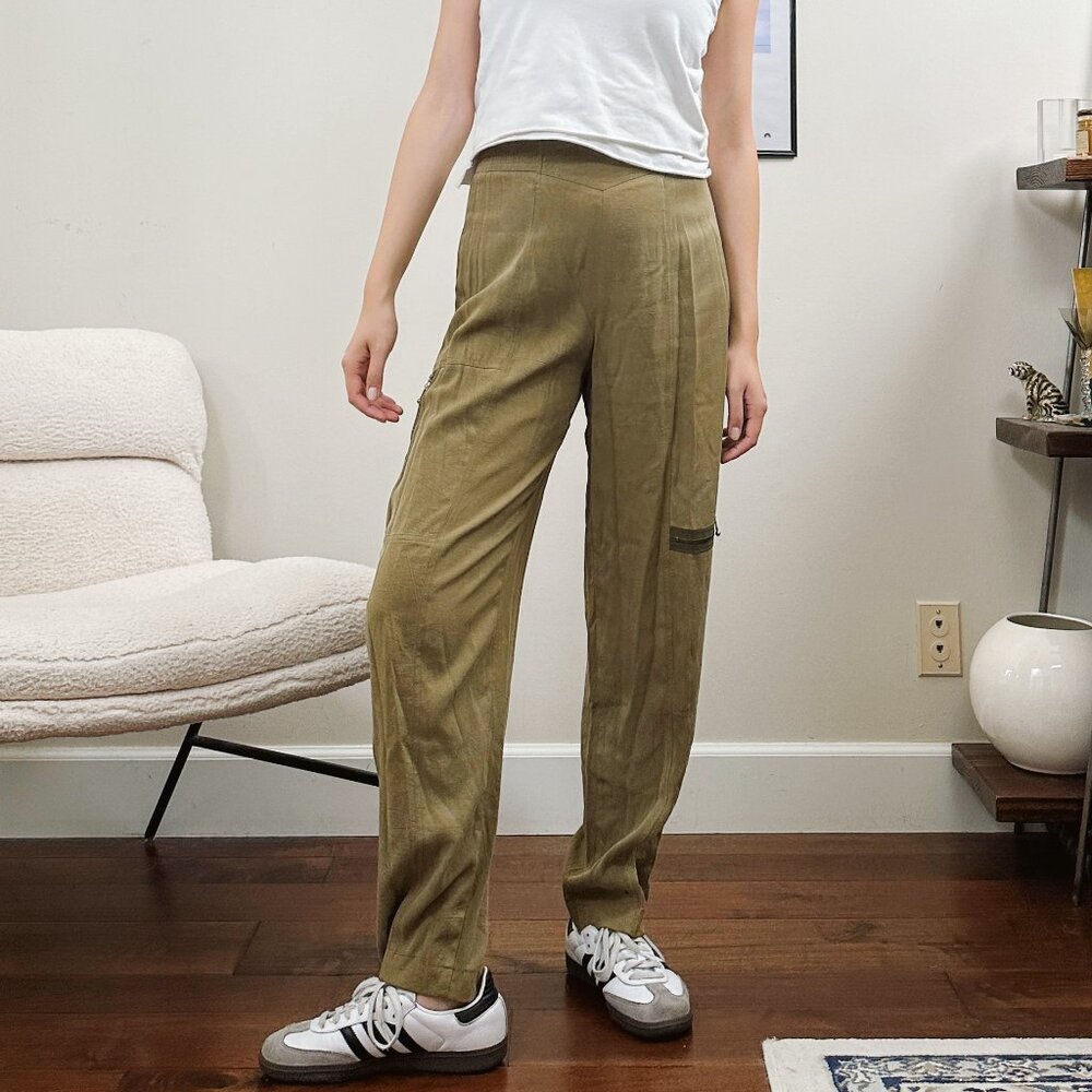 Green Drape Cargo Pants